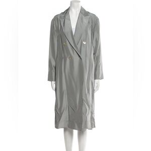 Vince Dove Blue Gray Trench Coat Silk XXS
